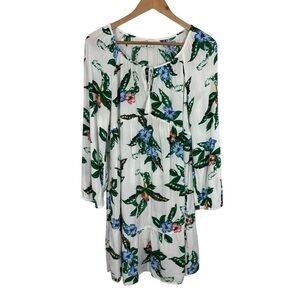 Old Navy Tropical Floral Mini Dress Sz S White Green Blue Beachy Summer Cute EUC